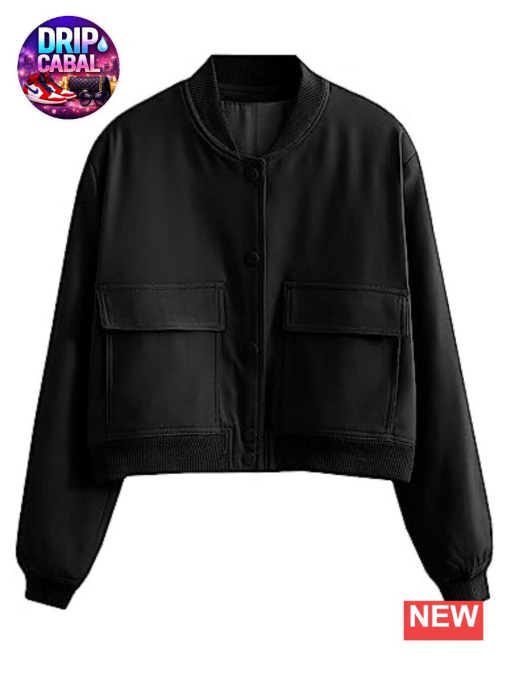 Women's Button Down Bomber Jacket Drop Shoulder Cropped Coat Outwear